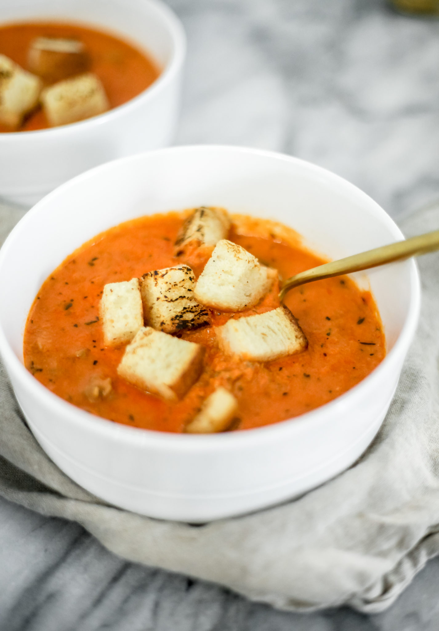 Savory Italian Tomato Soup with Sourdough Croutons | Simple Garden ...